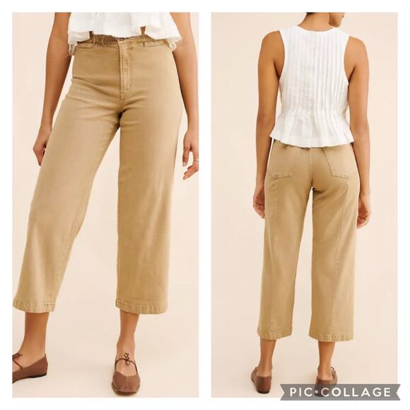 Madewell Pants - Madewell Emmett Wide Leg Crop Pants Tan Size 28 Petite
